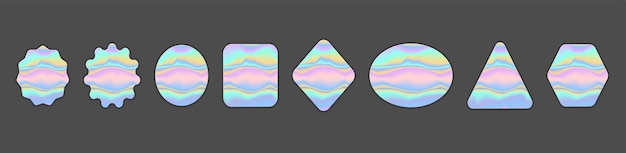 Hologram gradient background set with holographic cover 90s 80s retro style