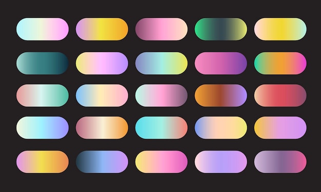 Vector hologram gradient color swatch palette