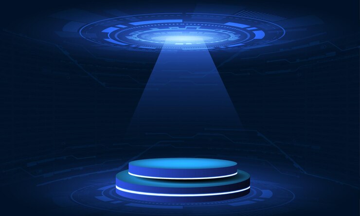 Vector hologram podiumfuturistic circle blue vector hudpodiummodern technologygaming