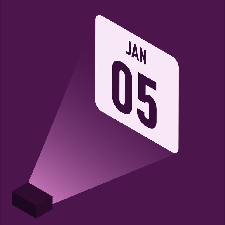 Vector hologram style calendar january2025