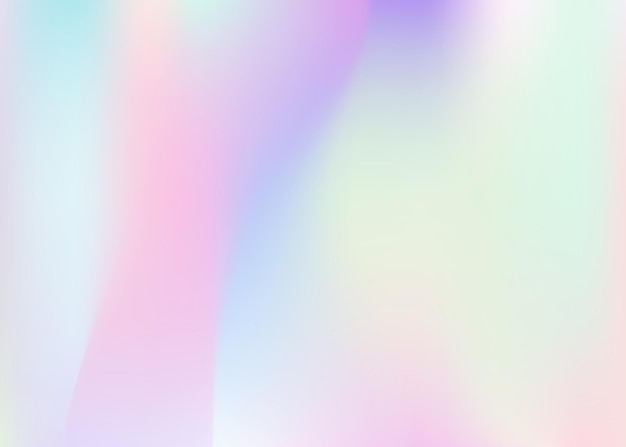 Vector holographic abstract background. multicolor holographic backdrop with gradient mesh. 90s, 80s retro style. pearlescent graphic template for brochure, banner, wallpaper, mobile screen.