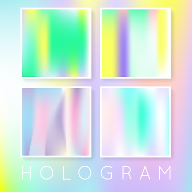 Vector holographic abstract backgrounds set