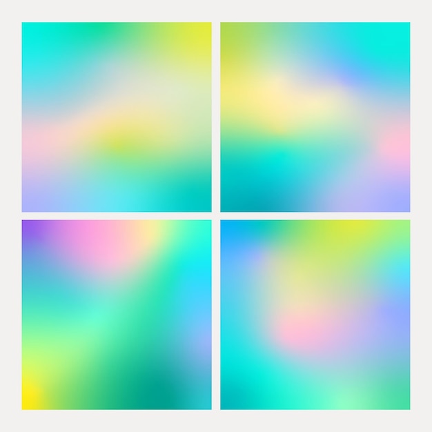 Holographic blur gradient backgrounds set