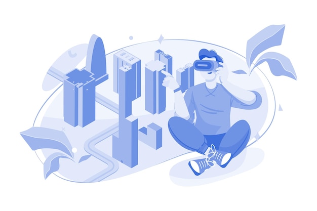 holographic city in virtual metaverse