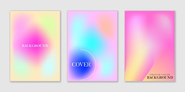 Holographic cover set Fluid gradient abstract background