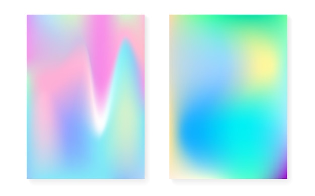 Set di copertine olografiche con sfondo sfumato ologramma