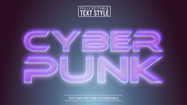 Vector holographic cyberpunk 3d editable text effect