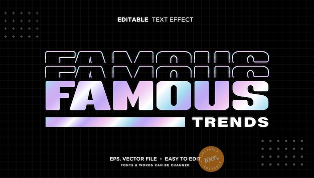 Vector holographic editable text effect