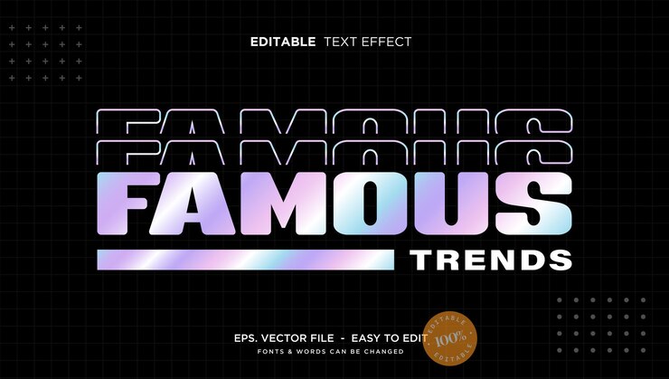 Vector 홀로그램 편집 가능한 텍스트 효과