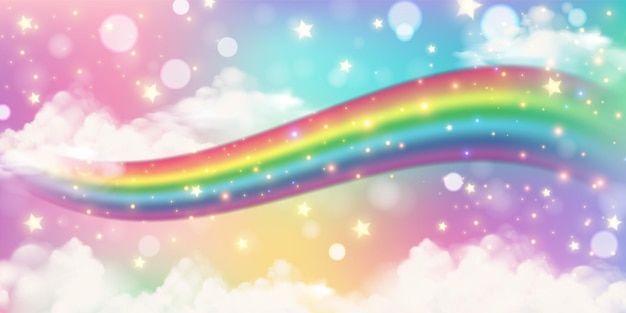 Holographic fantasy rainbow unicorn background Magical sky landscape fabulous pattern Cute wallpaper