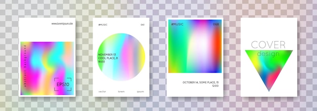 Holographic flyer set Abstract backgrounds Retro holographic flyer with gradient mesh 90s 80s retro style Pearlescent graphic template for placard presentation banner brochure