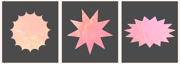 Голографическая наклейка из фольги Голографическая эмблема метки шаблоны с переливающимися геометрическими символами градиента цвета и объектами в стиле 2k