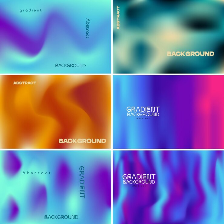 Vector holographic gradient abstract background set