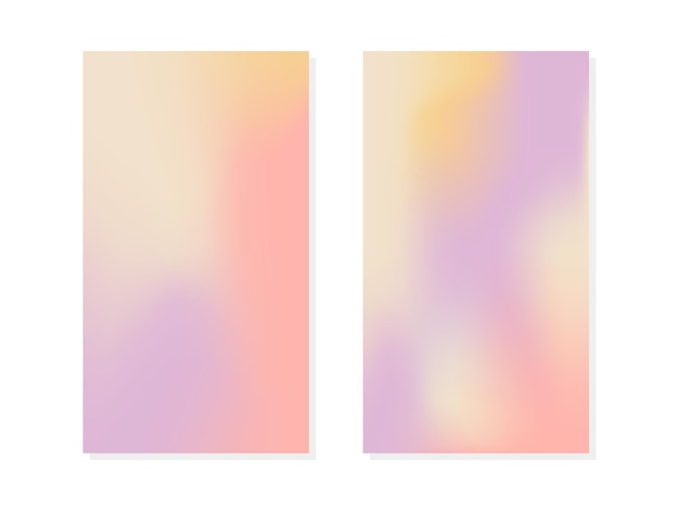 Holographic gradient background set with hologram cover in retro style Iridescent graphic template