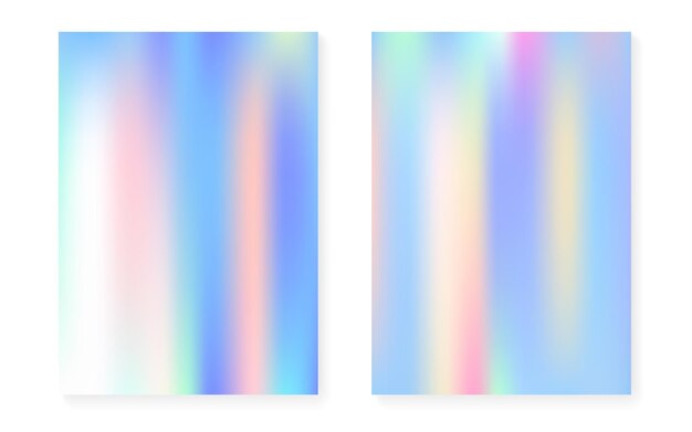 Vector holographic gradient background set with hologram cover