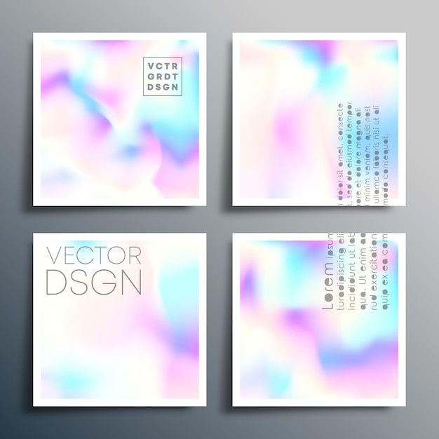Голографический градиентный квадратный дизайн для обложки брошюры, визитной карточки, абстрактного фона, плаката или другой полиграфической продукции. Векторная иллюстрация