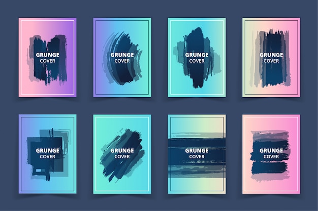 Holographic Grunge Art Cover Banners Set