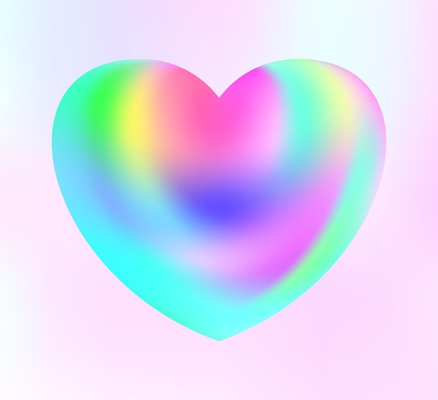 Vector holographic heart fluid liquid chrome heart shape d yk