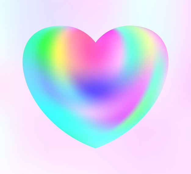 Holographic heart fluid liquid chrome heart shape d yk