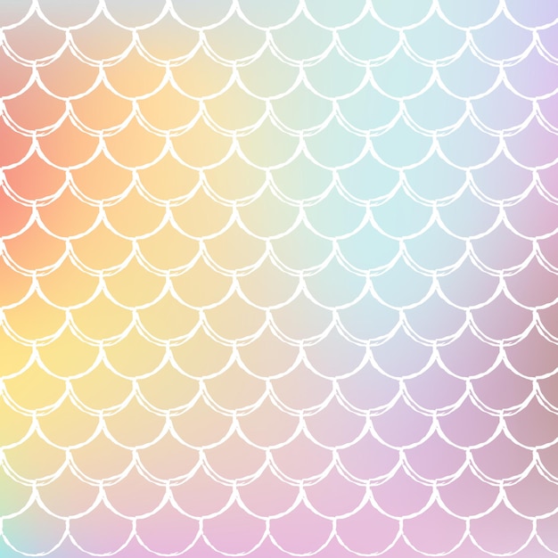 Vector holographic mermaid background with gradient scales