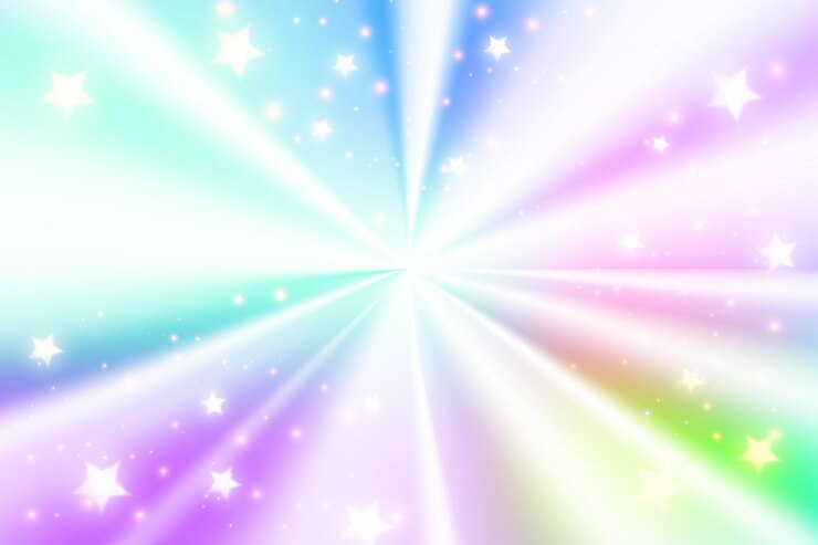 Vector holographic radial foil gradient background stars sparkles fantasy conical texture rainbow unicorn