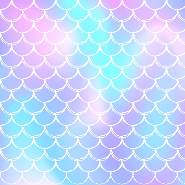 Vector holographic scale background with gradient mermaid