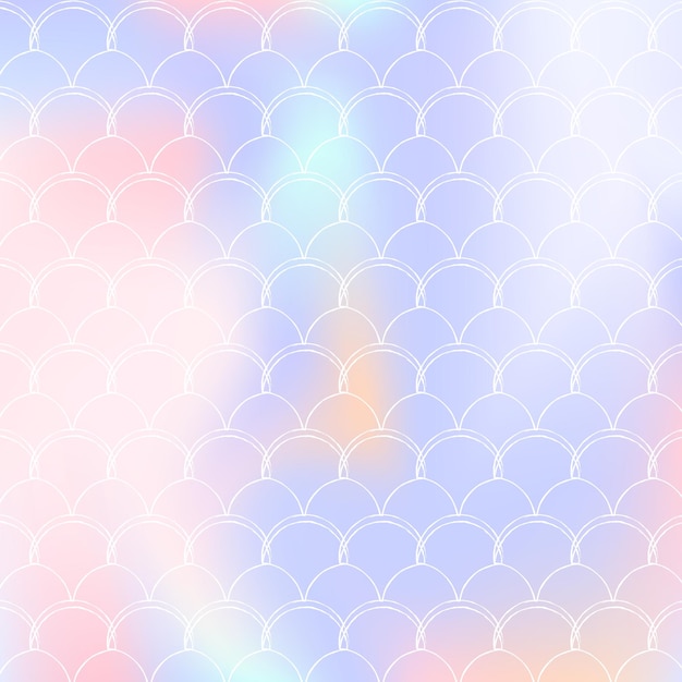 Holographic scale background with gradient mermaid