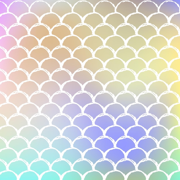 Holographic scale background with gradient mermaid