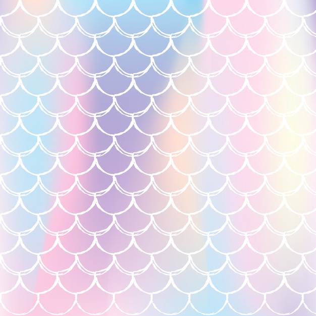 Vector holographic scale background with gradient mermaid.