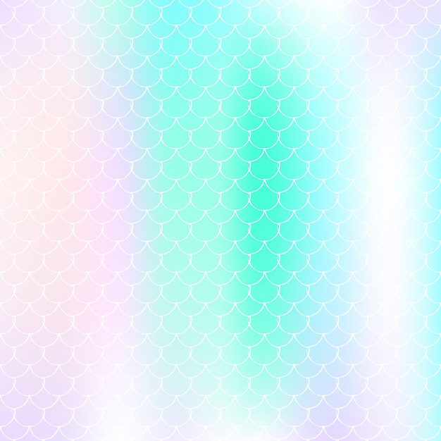 Vector holographic scale background with gradient mermaid