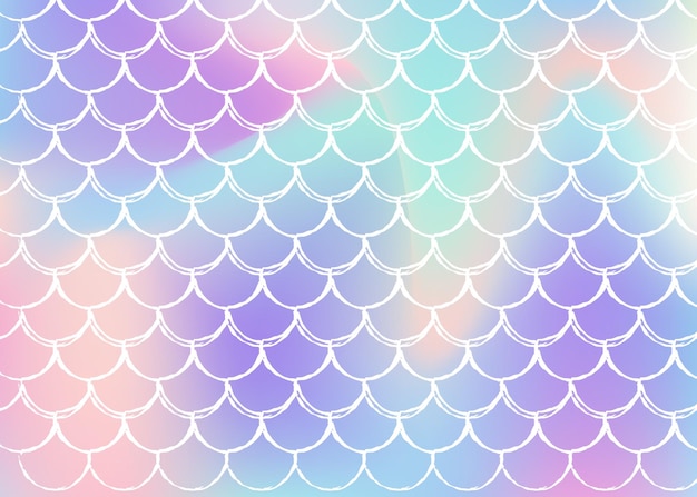 Vector holographic scale background with gradient mermaid