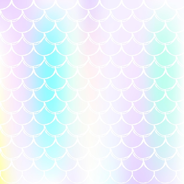 Holographic scale background with gradient mermaid