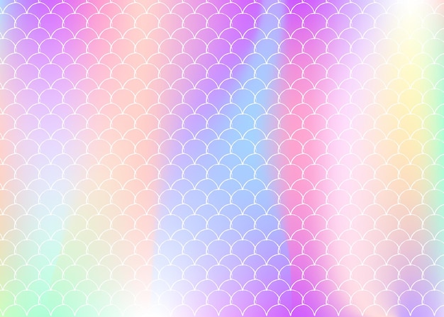 Holographic scale background with gradient mermaid