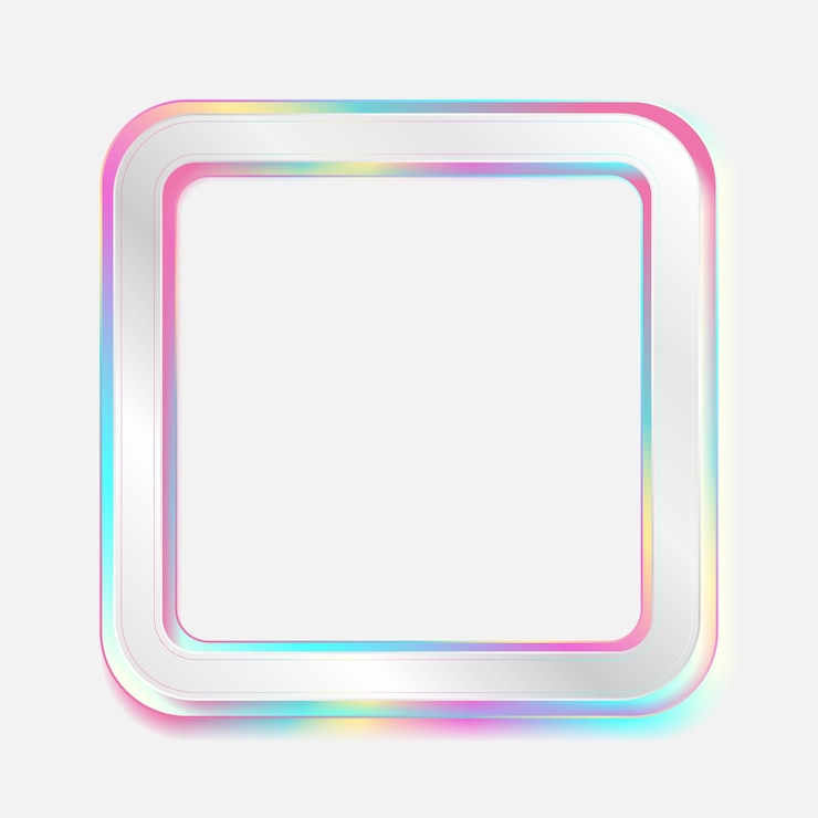 Vector holographic square frame geometric abstract tech background