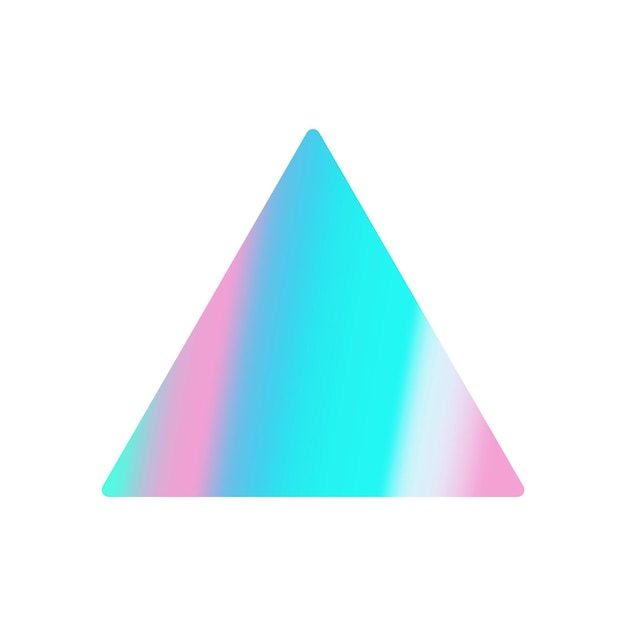 Holographic sticker in the form of a triangle isolated on a white background Gradient pastel