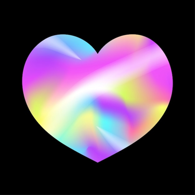 Holographic sticker vector template heart shape