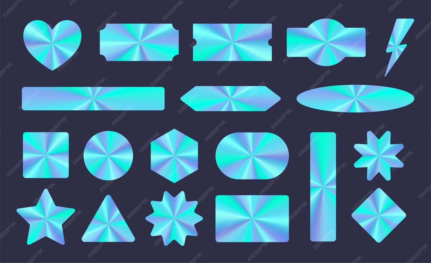 Premium Vector Holographic stickers set hologram labels metallic