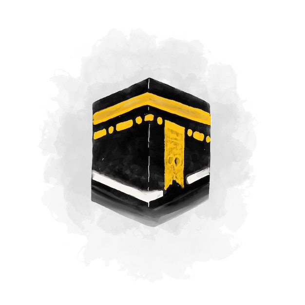 Holy kaaba with watercolor painting style vector illustration