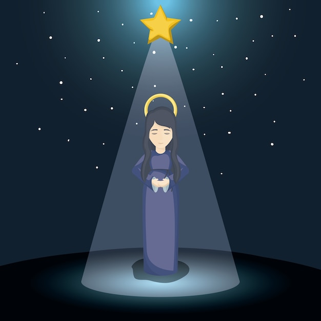 Holy mary cartoon icon. holy family and merry christmas season theme. colorful design. vector illust