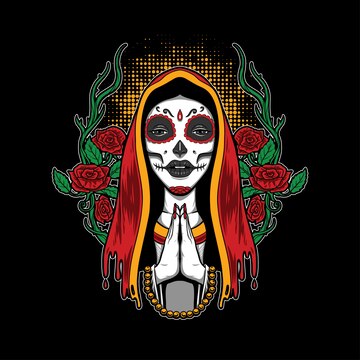 Premium Vector | Holy muerte girl