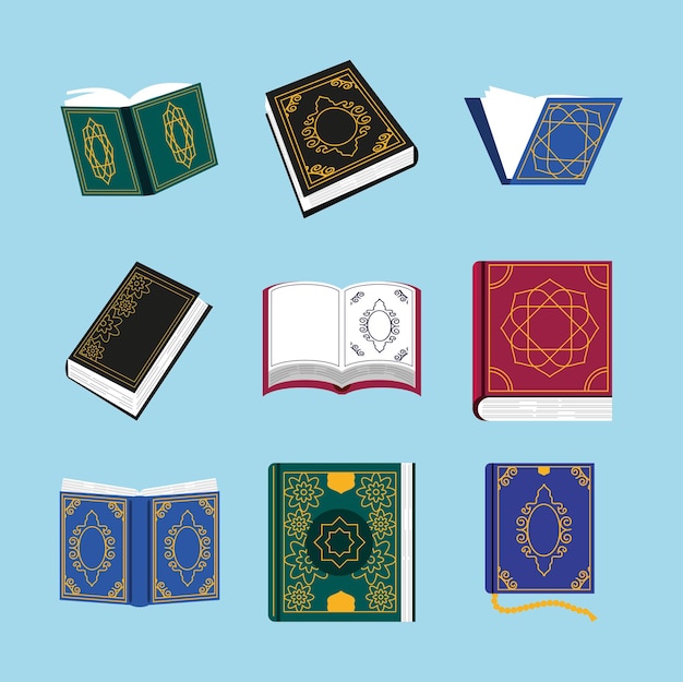 Vector holy quran sacred religious set