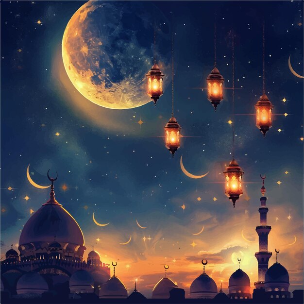 Vector holy ramadan kareem moon month 02