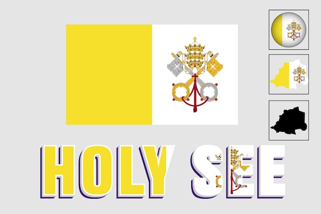 Vector holy see map and flag in vector illustration