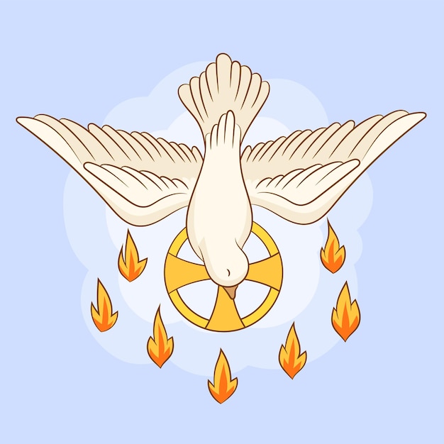 Vector holy spirit with flames of fire representing the seven gifts