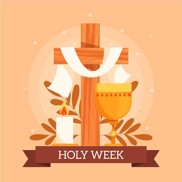 Vector holy week illustration with cross