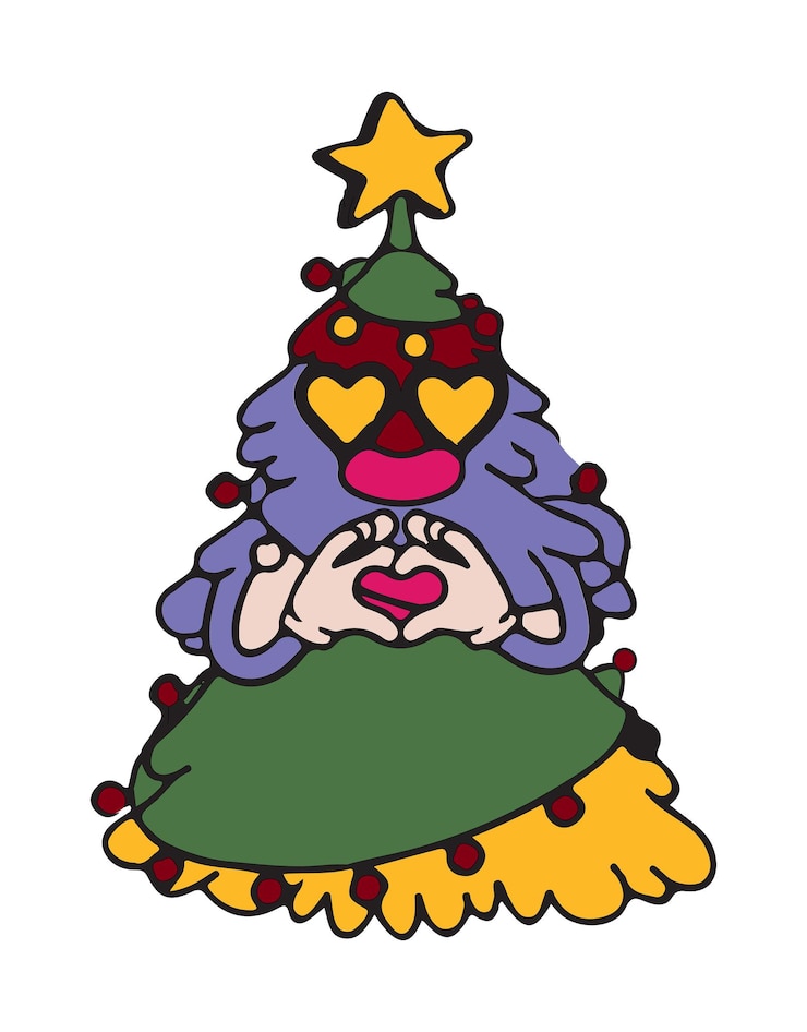 Vector カラフルなクリスマスツリーのホリデーアイコンのイラスト