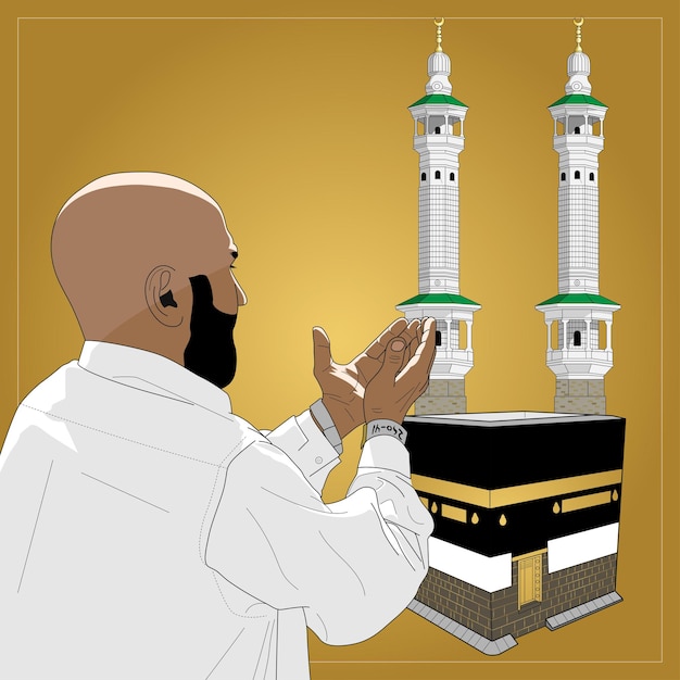 Hombre adorando en la Meca