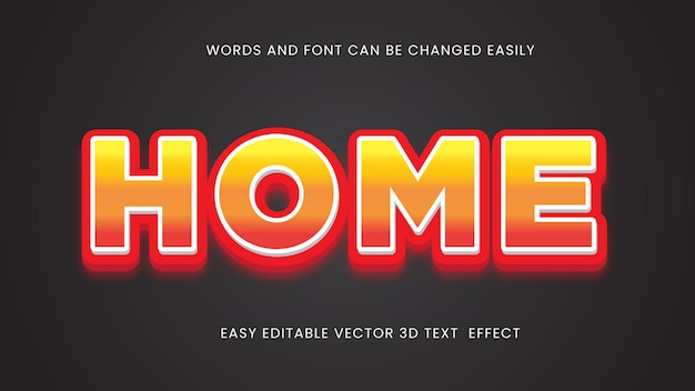 Home 3d bewerkbaar tekstontwerp lettertype