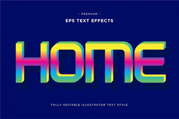 Vector home 3d text effect