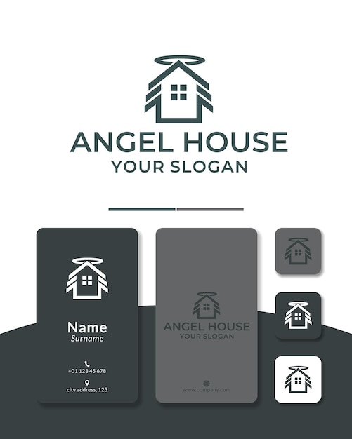 Home angel logo design house roof wing fly